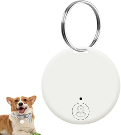 Traceur GPS pour Chien et Chat, Traceur Localisateur D'objets GPS Compatible avec iOS/Android, Traceu-r Miniature Rond pour Valises/Portefeuilles/Clés/Sacs/Bagages, Batterie Remplaçable