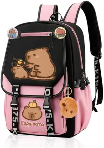 Spiritzohic Capybara Backpack 11 piece set Children's School Bookbag Travel Rucksack Large Capacity Travel Rucksack Student School Bookbag for Kids Boys Girls-C