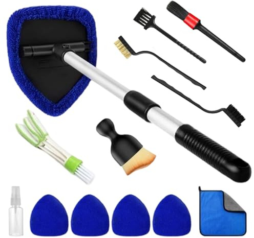 HiNADA 13 pièces Auto Nettoyage Kit, Brosse pour Le Nettoyage des Vitres de Voiture, Automobile l'entretien Brosses pour Jantes, Cuir, Moteur, Tableau de Bord et Aérations