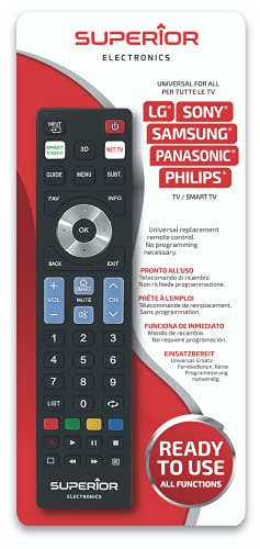 Superior Electronics SUPTRB019 Ready5 Smart, Mando Universal Compatible con Todos los televisores y Smart TV de Mrche LG, Samsung, Sony, Philips y Panasonic, Listo para Usar, no Requiere programación