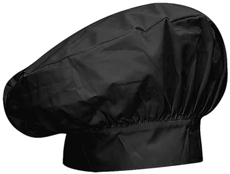 MISEMIYA Gorro Frances AMZ-918 Sombrero de Chef, Negro, Talla única Unisex Adulto