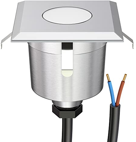 ledscom.de LED Bodeneinbauleuchte AGENA für außen, IP65, edelstahl, eckig, 6 x 6cm, warmweiß