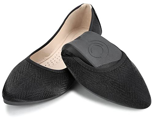 MACHSWON Ballet Flats for Women Comfortable Women's Dressy Flats Memory Foam Casual Slip on Pointed Toe Wedding Ballerina Shoes Ladies(Black, Size 6)
