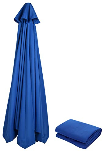 AUPSU Garden Parasol Umbrella Canopy, Patio Replacement Parasol Cover Umbrella Cover for Garden Yard Patio Deck (Roof Canopy Only)(Blue, 3M6Ribs)