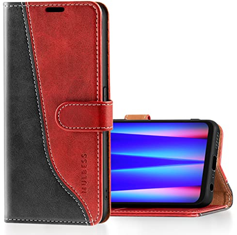 Mulbess Flip-fodral Skal för OnePlus Nord CE 2 5G, Läder Skal med Korthållare, Läderfodral Plånbok, Stativ Skal, Fashionabla Röd
