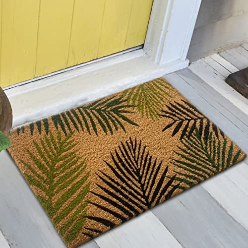 Teppich-Traum Kokos fotmatte med palmblad i grönt, halkfritt, 45 x 75 cm