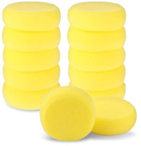 Yolev 12 Pcs Round Painting Sponges 2.76 inch Yellow Artist Sponges Watercolor Sponges Synthetic Sponges for Face Painting Pottery Ceramics Art Crafts