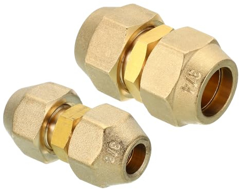 PATIKIL Pipe Extension Joint Connector Set, 2pcs Free Welding AC Copper Pipe Coupling Adapter with Flare Nuts for Copper Pipe Diameter 3/8 and 3/4 Refrigeration HVAC