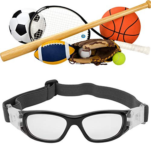 CYTGOUPER Leichte Kinder-Sportbrille, verstellbare Jugend-Fußball-Rad-Basketball-Brille für Jungen, Mädchen, Kleinkinder (Schwarz)