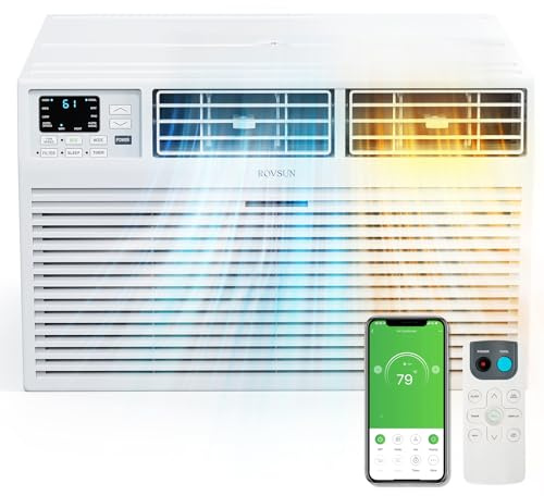 ROVSUN Smart 8000 BTU Through the Wall Air Conditioner with Heat, Wall AC Unit & Heater Combo with Remote, APP & Voice Control & Timer Function, Compatible with Alexa/Google Assistant, 115V/60Hz