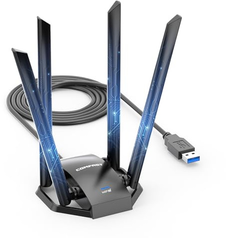 COMFAST BE6500 Adaptador WiFi USB para PC, Antena WiFi PC Largo Alcance