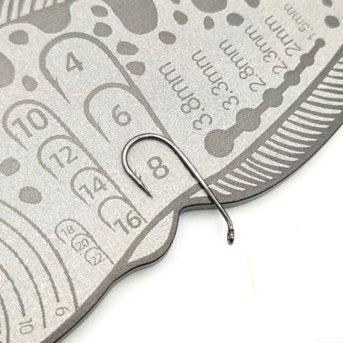 Solaughguy Règle de mesure pour la pêche à la mouche - Outil de mesure en alliage d'aluminium avec échelle précise pour mesurer les plumes et les hameçons