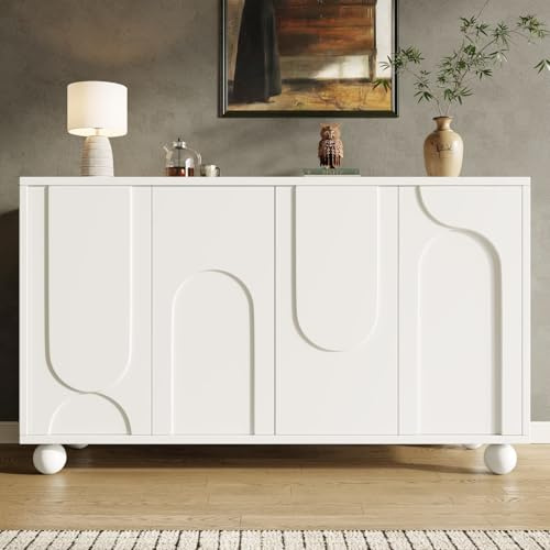 EURHCIO Meubles de Rangement pour Salon,Buffet Salle a Manger avec 4 Portes et étagères réglables,Armoire Polyvalente pour Cuisine Salon Chambre,120x35x71cm