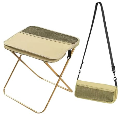 harayaa Taburete Plegable Tipo Mochila, Taburete para Saco de Dormir, Asiento de Camping, Silla de Camping para Picnics en Vacaciones, Caqui 26x26x24cm