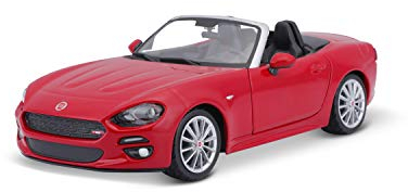 Bburago FIAT 124 Spider (2016): Modellauto im Maßstab 1:24, Türen zum Öffnen, 19 cm, matt rot (18-21083R)