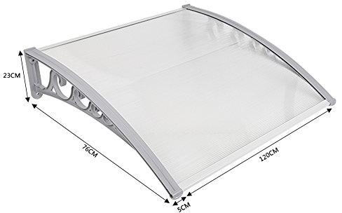Wefun Auvent de Porte Entrée Marquise Solaire Porte Anti-Soleil Protection d'abri Polycarbonat (80 * 120cm)