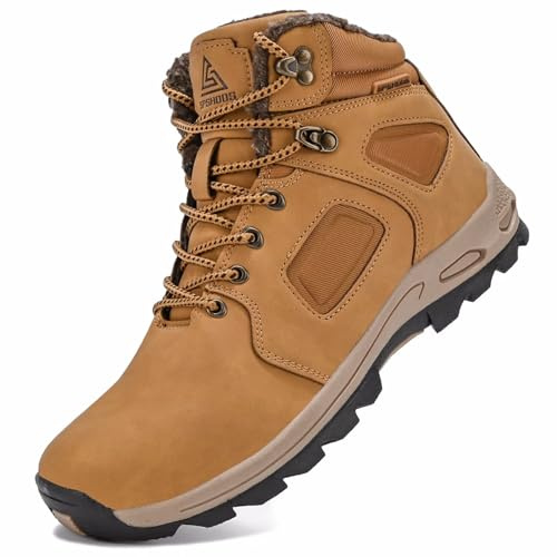Stivali Invernali Uomo Caldo Scarpe da Neve Impermeabile Antiscivolo Sneakers da Trekking Giallo 43 EU