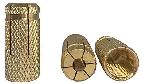 Paquete de 4 anclajes de latón M16 x 42 mm, funda de perno de expansión, anclaje de ladrillo de mampostería de hormigón, clavijas de expansión (4, M16 x 42 mm)