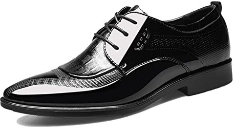 Hoefirm Zapatos Hombre Vestir Zapatos Oxford Charol Zapatos de Cordones Formales Derby para Hombre Zapatos Negro 39.5 EU