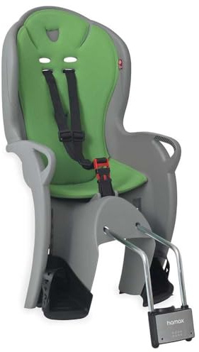 Hamax Kiss Kids Frame Mounted Childs Bike Bicycle Seat with Lockable Bracket Medium Grey with Green Padding