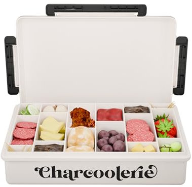 Charcoolerie Chilled Snackle Box with 16-Compartment Tray, Ice Pack & Bag