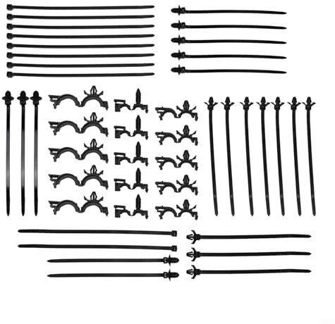 Lot de 45 attaches autobloquantes en plastique noir pour voiture avec clips d'acheminement de fils de voiture, 30 attaches de fermeture éclair + 15 clips pour harnais