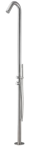 RUBINETTERIA Colonna Doccia da Esterno Modello Leccio a Pavimento Inox Spazzolato Acqua Calda Fredda Piscina Giardino Stabilimenti Balneari Campeggio (Colonna Doccia Leccio)