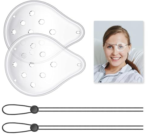 Transparent Eye Shield, Ventilated Eye Patches After Cataract Surgery, 9-Hole Protective Plastic Eye Shields with Adjustable Strap, Breathable Eye Masks, Eye Care Accessories for Adults (2pcs)