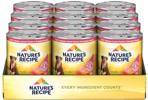 Nature's Recipe Grain Free Wet Dog Food Salmon, Sweet Potato, and Pumpkin Recipe, 13 oz. Can (Pack of 12)