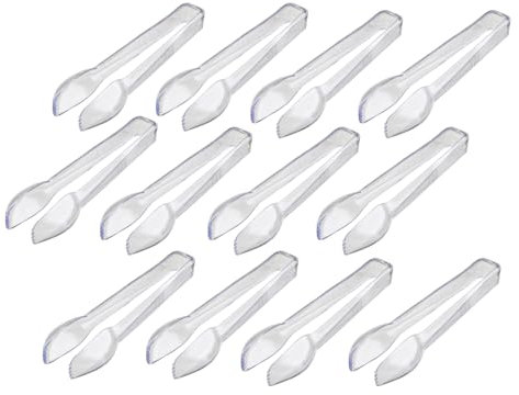 HOMESHOPA Clear Plastic Serving Tongs, 12 Pack Salad Mixing Cutlery Long Handle, Durable, Reusable & Multipurpose Stylish Dining Tongs, Perfect for Birthday Parties Weddings Camping & Events