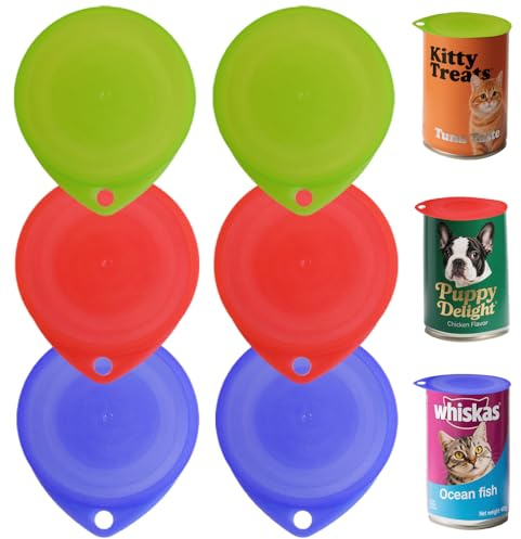 Armo® 6 x Leakproof Plastic Can Lids For Can Tins Silicone Tin Covers For Food Storage Reusable Can Cover Fit For All Cans Pet Food, Soups, Beans Canned Airtight Food Covers Pack Of 6