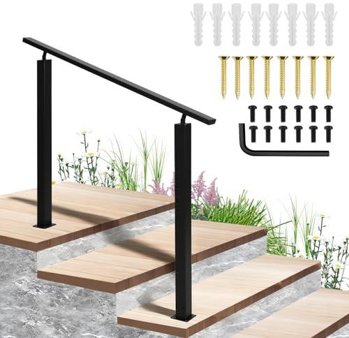 Pasamanos para escaleras, barandilla exterior, pasamanos negro, pasamanos para escaleras, pasamano exterior, pasamano exterior para escaleras, interior y exterior, balcón