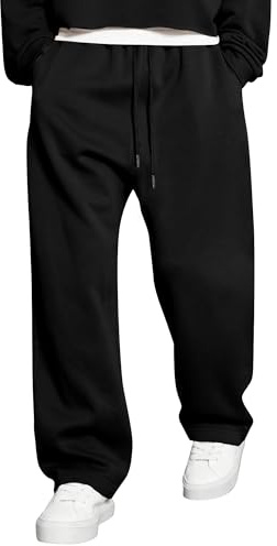 JMIERR Mens Baggy Sweatpants Wide Leg Loose Fit Streetwear Athletic Drawstring Workout Y2K Pants with Pockets,Black,XXL