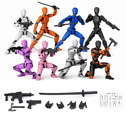 CANRNYACBZ Figura de Acción T13 8 Piezas – Figuras 3D Articuladas Ensamblables, Multi-Giuntos, Action Figure, Stop Motion, Coleccionables, Niños y Adultos