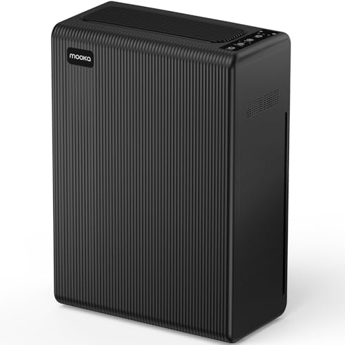 Air Purifiers for Home Large Room up to 2000ft² with Washable Filter, MOOKA H13 HEPA Air Cleaner for Wildfire Smoke Season Bedroom Pets Wood Odor Pollen Dust, Auto Mode, Filter PM2.5, E-300L(Black)