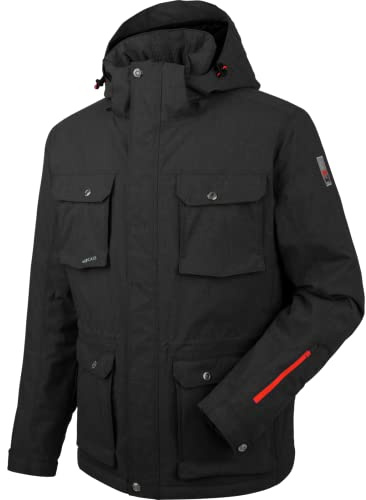 WÜRTH MODYF Winterjacke für Herren Parka Nature in Teerschwarz - gemütlicher Parka mit abnehmbarer Kapuze - für Arbeit und Freizeit - in der Größe L