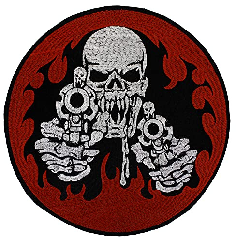 Parches de bordado con diseño de calavera punk con diseño de calavera para motociclista, ropa y chaqueta, mochila grande en la insignia
