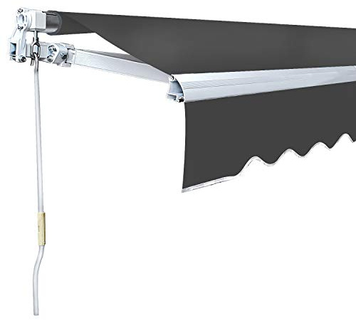 Joparri 3,5 x 3 m, con Brazo articulado, toldo para balcón, terraza, con protección UVA UVB y Material Resistente al Agua, Marco y manivela de Aluminio, Color Gris