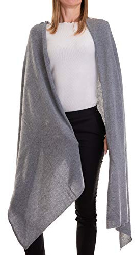 Marenza Estola de cachemira mixta para mujer, fabricada en Italia, talla única, gris, Talla única