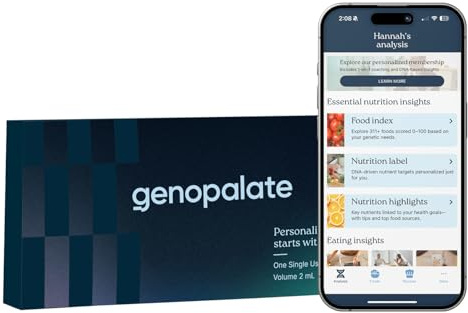 GenoPalate Nutrition DNA Test Kit | 100+ Optimal Foods & Tailored Diet | Genetic Health Report & Personalized Wellness | Macro & Micronutrient Recommendations | Stress & Eating Insights