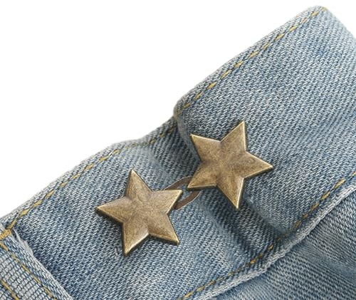 Oxxggkao Spilli Bottoni Jeans Fascette Vita Regolabili Spilli Fibbia Jeans a Stella Senza Stella Spillo per Regolare la Vita Bottone per Pantaloni, bronzo