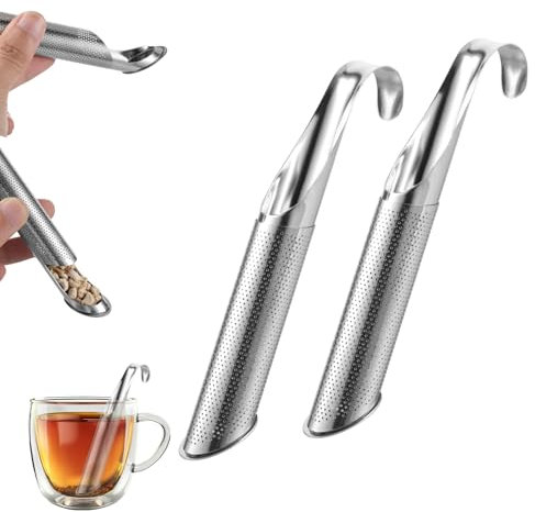 Sibba Edelstahl Tee Diffusor 2Pcs Teefilter Sieb für losen Tee Infuser Stick Leaf Creative Portable Tea Infusers Stift mit hängenden Haken Griff für Kaffee Espresso