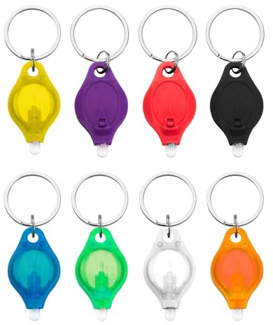 Novstuf 8PCS Mini Keyring Torch, Portable LED Keychain Torches Ultra Bright Key Ring Torch Small Flashlights with Battery Powered for Kids and Adults Outdoor Camping Hiking Emergency