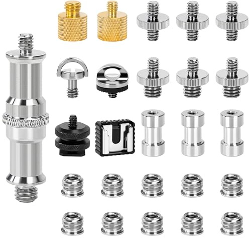 26 Tornillo de Cámara Adaptador, Rosca Tripode Convertidor 1/4 y 3/8, Tripode Convertidor Compatibles con Cámara Soporte, Micrófono, Monopie, Cabeza de Bola