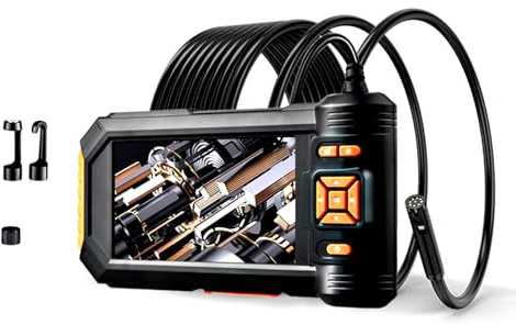 Hkfgdjdl Endoscopio industriale a doppia lente da 5 pollici con foro 1080P fotocamera serpente per fognature tubo di ispezione 2600 mAh