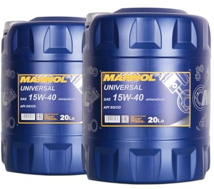 BandelOne enthält 2x20 Liter Mannol Sae 15W40 Universal Motoröl mineralisch Api Sg/cd