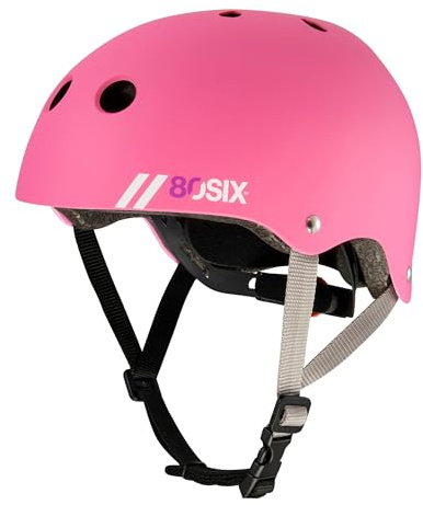 80SIX Multi-Sport Skateboard Helmet for Kids Teens&Adults-Certified Hardshell Protective Scooter&Bike Helmet with Fit Dial for Bike, Skateboard, BMX&Inline Skate,Pink Matte,JR/XS