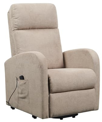 POLTRONE ITALIA Poltrona Alzapersona relax reclinazione elettrica poltrona per anziani soggiorno elevabile Detraibile 19% tessuto Beige