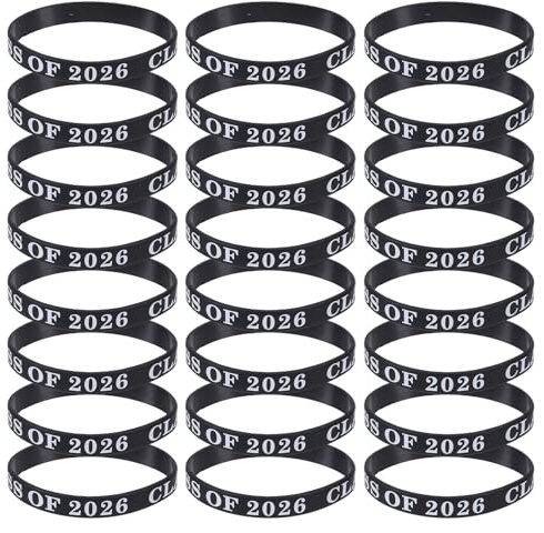Alipis 24 st silikonarmband med examenstema: Unisex examensarmbandstillbehör för 2026 - Armband med examenstema för skolceremonier och evenemang, svart