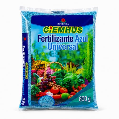 CIEMHUS Fertilizante Azul Universal NPK 10‑12‑18 con Micronutrientes – Abono Mineral Granulado para Plantas Ornamentales, Huerto, Árboles y Césped, envase 800 g